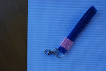 Load image into Gallery viewer, Dark Blue Polka Dot Key Fob
