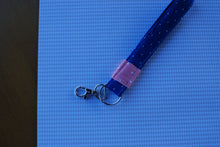 Load image into Gallery viewer, Dark Blue Polka Dot Key Fob
