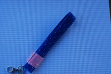 Load image into Gallery viewer, Dark Blue Polka Dot Key Fob
