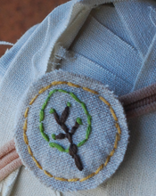 Load image into Gallery viewer, Hand Embroidered Tree Linen Headband
