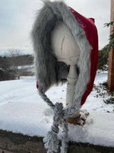 Load image into Gallery viewer, TEEN/ADULT size corduroy/fur Pixie Hat
