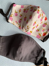 Load image into Gallery viewer, Strawberry face mask/solid gray reverse
