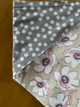 Load image into Gallery viewer, Large Pink Floral and Gray Dog Bandanna
