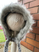 Load image into Gallery viewer, Faux Fur and Mauve corduroy pixie Hat size 3-5 years
