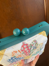Load image into Gallery viewer, Blue Wooden Frame Vintage Quilt Clutch Bag
