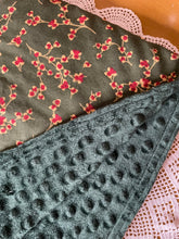 Load image into Gallery viewer, Forest green minky and berry blanket
