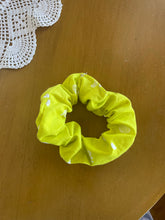 Load image into Gallery viewer, bright green flower scrunchie
