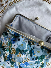 Load image into Gallery viewer, Blue Floral Women’s Clutch / small flowers
