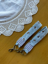 Load image into Gallery viewer, Bee and Linen Stripes Key Fob
