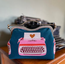 Load image into Gallery viewer, Women’s typewriter clutch/teal

