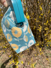 Load image into Gallery viewer, Blue Wooden Frame Clutch Yellow Floral Canvas
