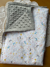 Load image into Gallery viewer, Moon and Stars Flannel and Minky Blanket
