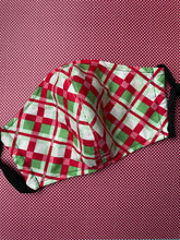 Load image into Gallery viewer, Adult size plaid face mask/black reverse
