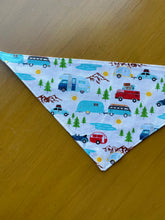Load image into Gallery viewer, Blue Adventure/Gingham Dog Bandanna
