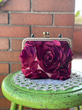 Load image into Gallery viewer, Women’s Rosette Handled Clutch/burgundy
