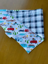 Load image into Gallery viewer, Blue Adventure/Gingham Dog Bandanna
