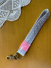 Load image into Gallery viewer, Gray Floral and Pink Key Fob
