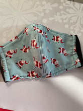 Load image into Gallery viewer, Adult size-reversible Face Mask-dancing Santas/black
