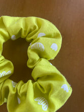 Load image into Gallery viewer, bright green flower scrunchie

