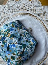 Load image into Gallery viewer, Blue Floral Women’s Clutch / small flowers
