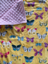 Load image into Gallery viewer, Butterfly pink minky blanket
