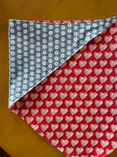 Load image into Gallery viewer, LARGE Heart/ Blue Flower Dog Bandanna
