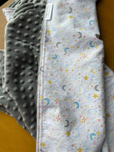 Load image into Gallery viewer, Moon and Stars Flannel and Minky Blanket
