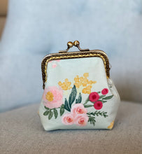 Load image into Gallery viewer, Aqua Floral Women’s Coin Purse
