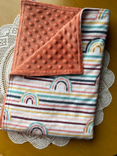 Load image into Gallery viewer, Rainbow Flannel and Minky Blanket
