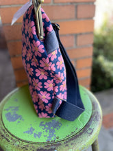 Load image into Gallery viewer, Navy + Pink Daisy Canvas Small Backpack Clutch

