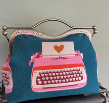 Load image into Gallery viewer, Women’s typewriter clutch/teal
