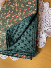Load image into Gallery viewer, Forest green minky and berry blanket
