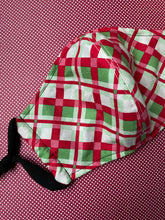 Load image into Gallery viewer, Adult size plaid face mask/black reverse
